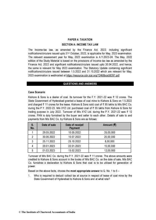Taxation Revision Notes for Nov 23