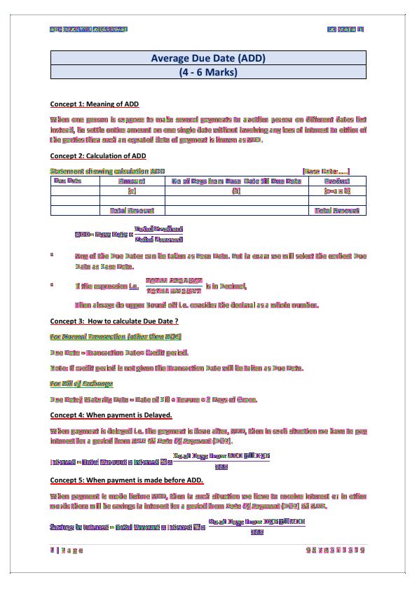 Average Due Date Notes 