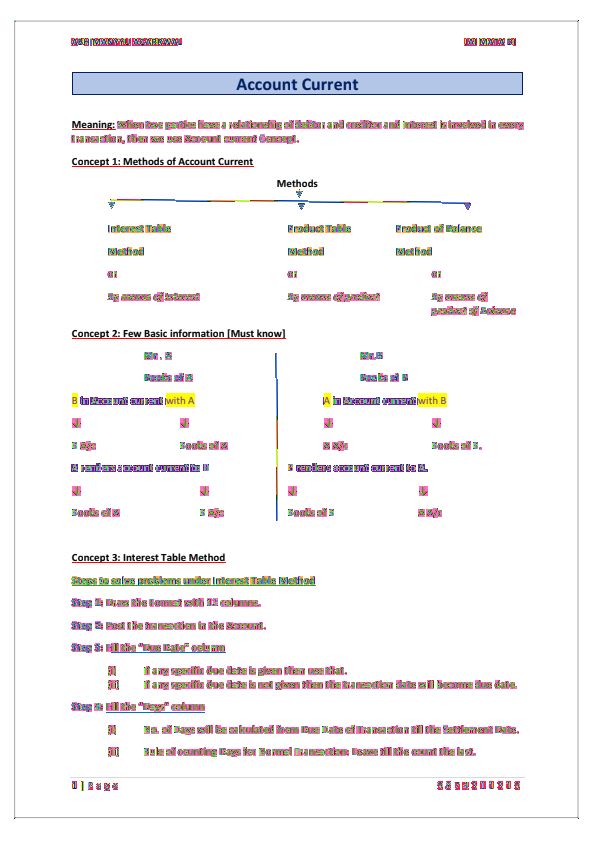 Account Current Notes 