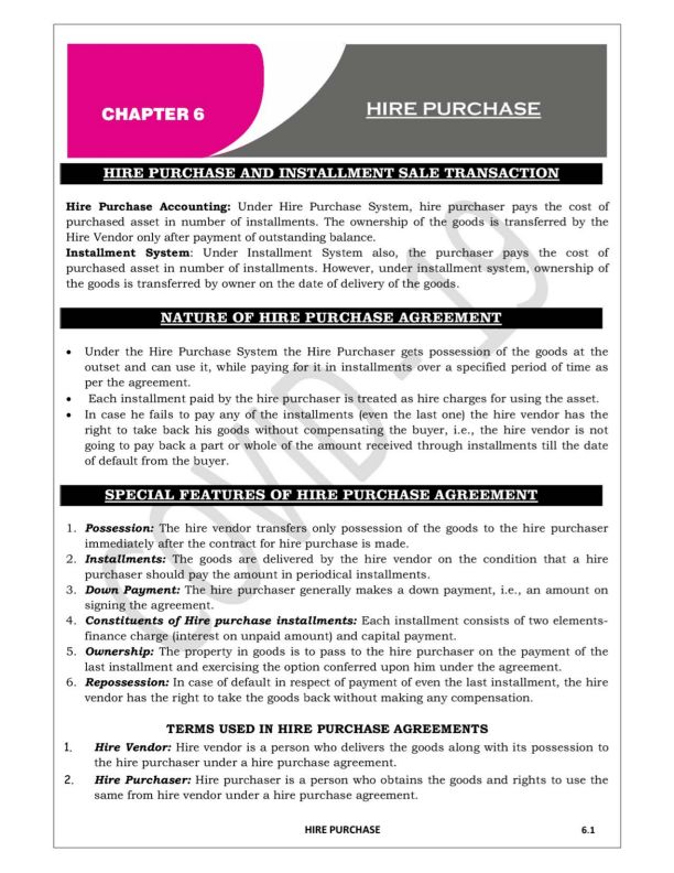 Hire Purchase Question Bank for Practice