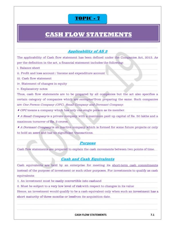 Cash Flow Statement Detailed Notes