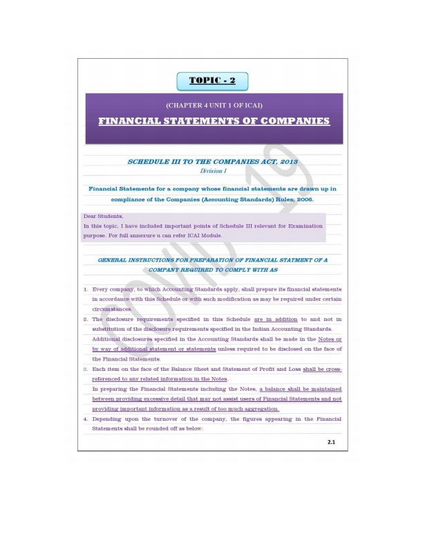 Financial Statements of Companies Detailed Notes 
