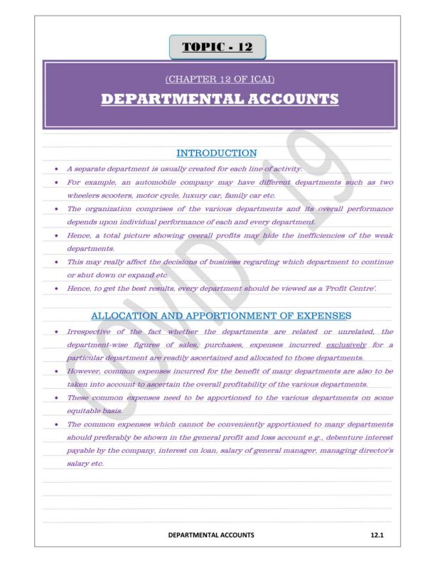 Departmental Accounts Detailed Notes 
