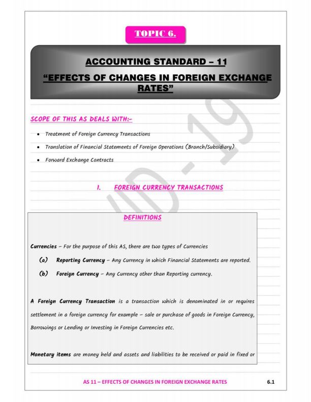 AS-11 Effects of Changes in Foreign Exchange Rates Detailed Notes