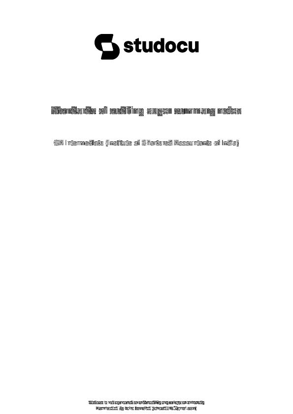 Standards of Auditing Super Summary Notes by CA Sanidhya Saraf