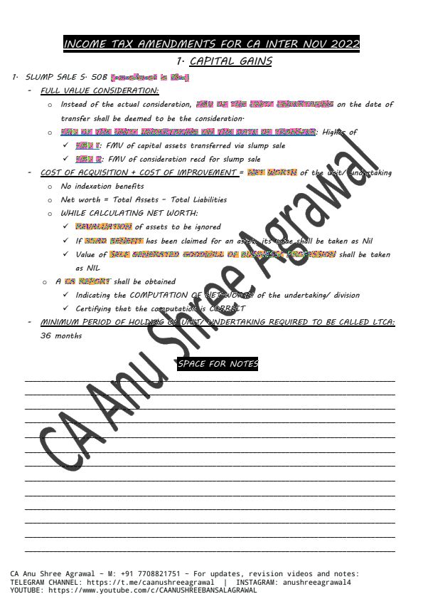Taxation Amendments by CA Anu Shree Agrawal