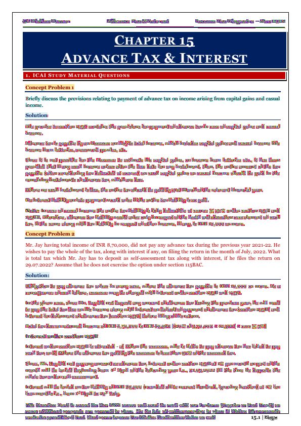Chapter 15 Advance Tax and Interest Compiler by CA Kishan Kumar 