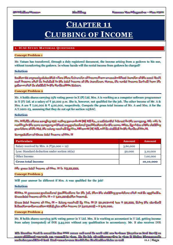 Chapter 11 Clubbing of Income Compiler by CA Kishan Kumar 