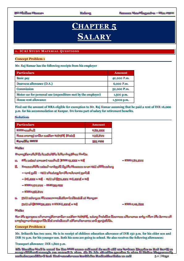 Taxation Chapter 5 Salary Compiler by CA Kishan Kumar 