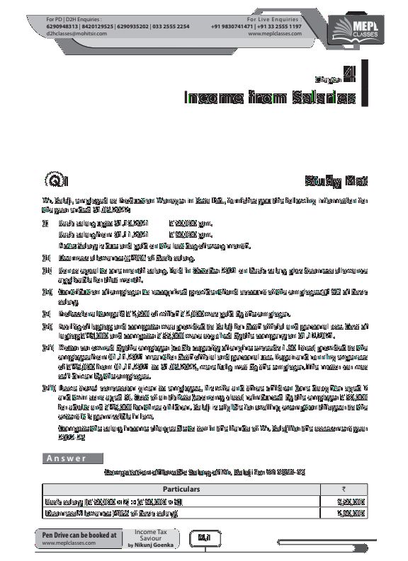 Taxation Income from Salaries Compiler by Nikunj Goenka