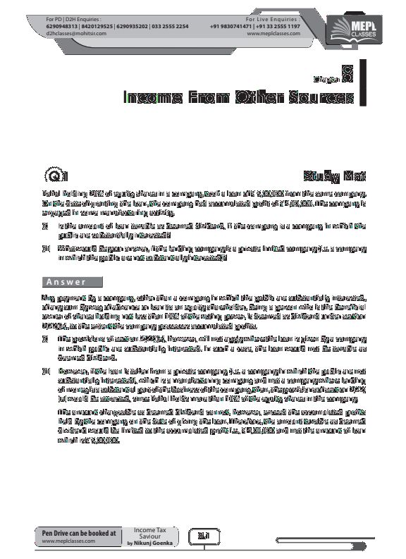 Taxation Income from Other Sources Compiler by Nikunj Goenka