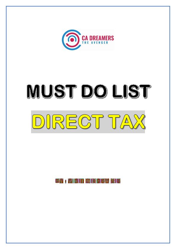 Taxation Must Do Questions by CA Vinit Mishra
