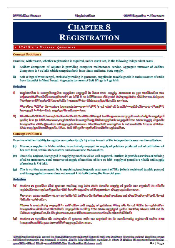 Chapter 8 Registration MCQs by CA Kishan Kumar 