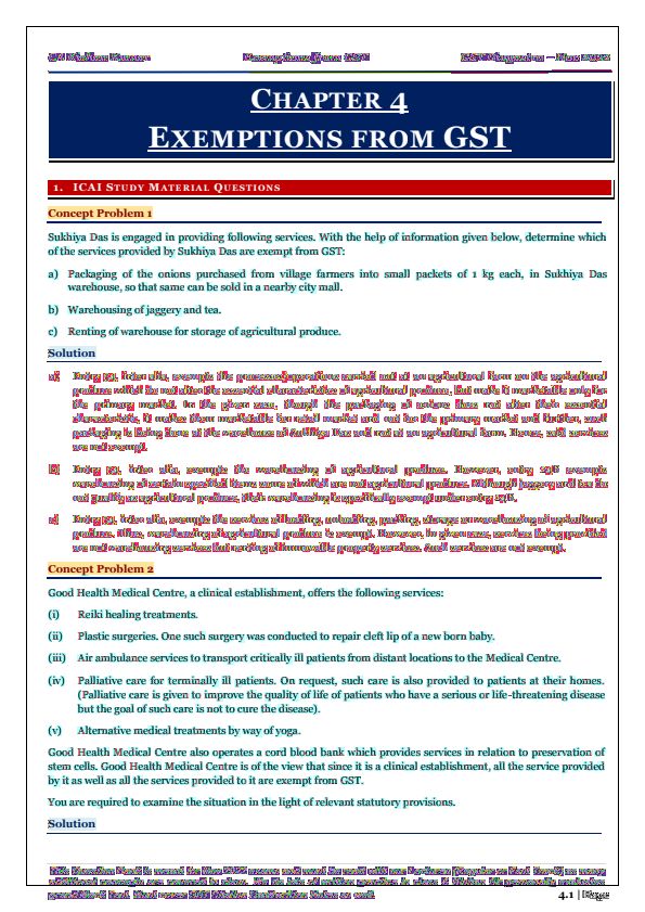 Exemptions from GST MCQs by CA Kishan Kumar 