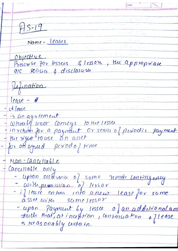 AS 19_ Leases Handwritten Notes