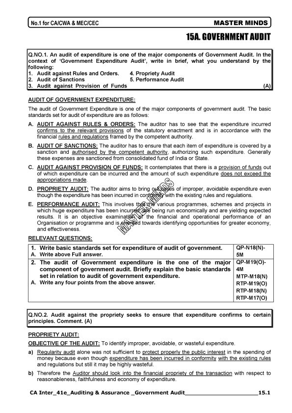 Government Audit Scanner Cum Notes by Masterminds