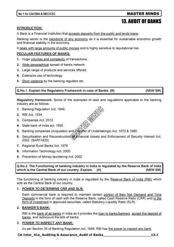 Audit of Banks Scanner Cum Notes by Masterminds