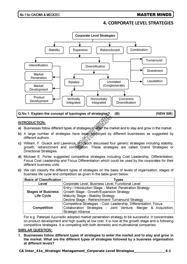 Corporate Level Strategies by Masterminds 
