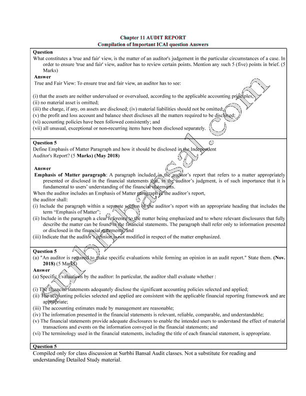 Audit Report Questions Compiler for Practice by Surbhi Bansal 