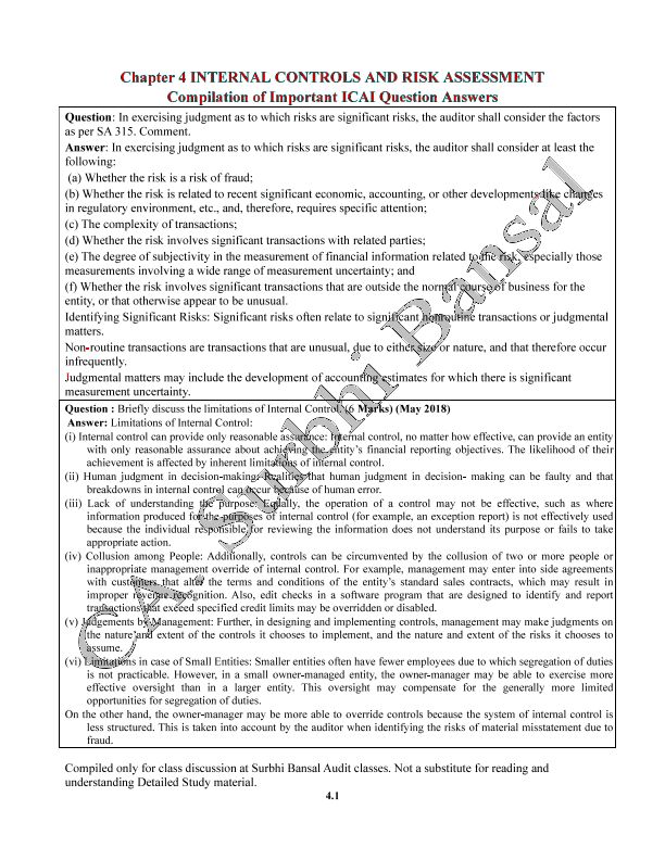 Internal Controls Questions Compiler for Practice by Surbhi Bansal 