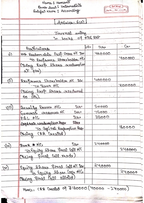 Accounts Test Answersheet 