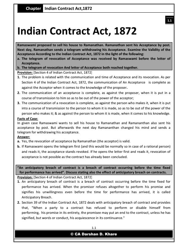ICA 1872 | CA FOUNDATION | CA CS DARSHAN KHARE|