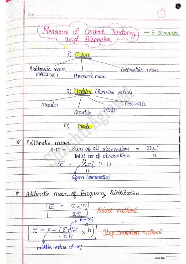 Measure of Central Tendency

Hand Written Notes

Must read