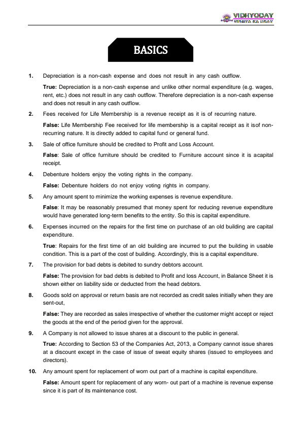 Accounts Important Ture and False

Must check out 