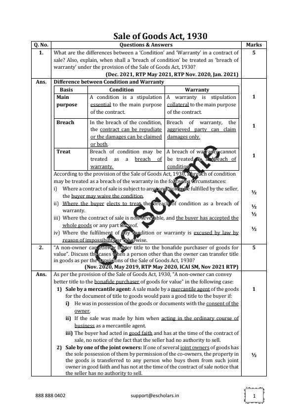 Grooming Education Accedmy law prefect practice book

Sales of Goods Act 1930 All past year question with answer.

With step by step guide how to attemp answer in law and get marks according to ICAI