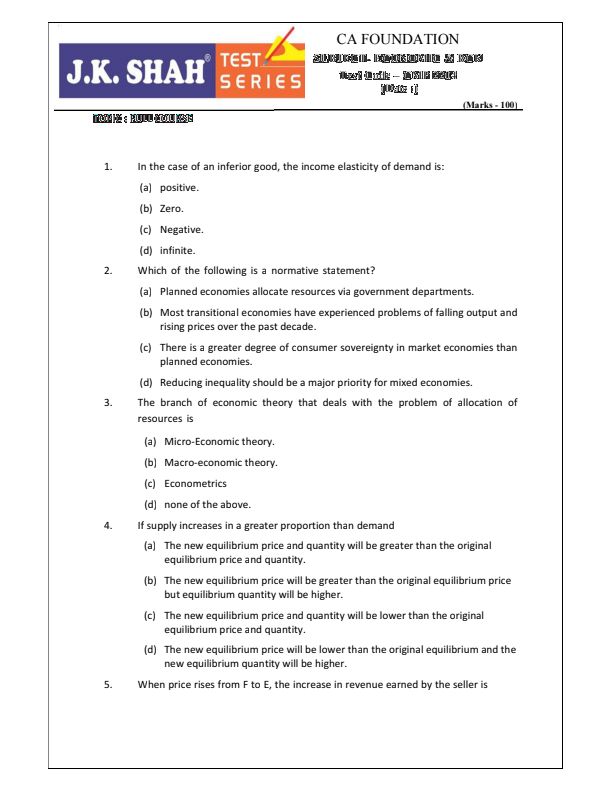 ECONOMICS & Bck Full Course Test Series
