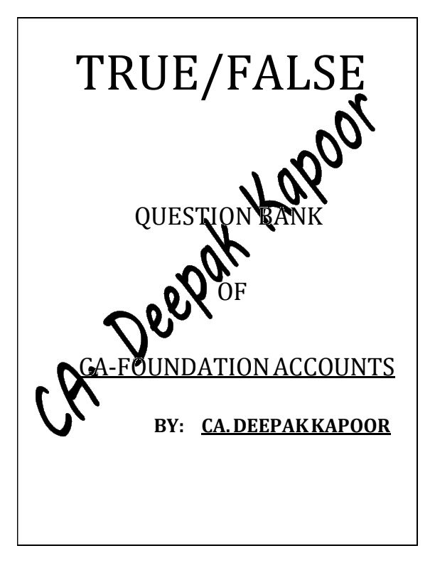 ACCOUNTS TRUE OR FALSE 
