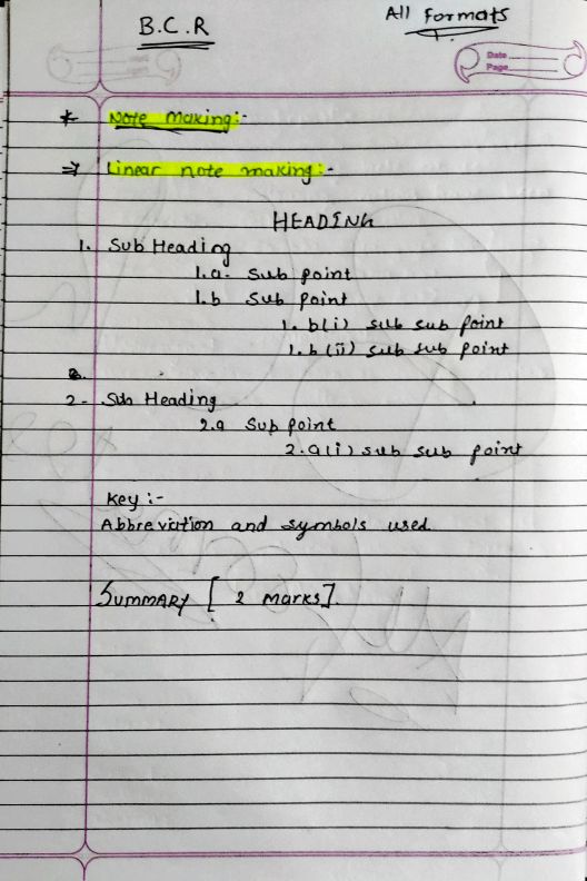 BCR Handwritten Formats
