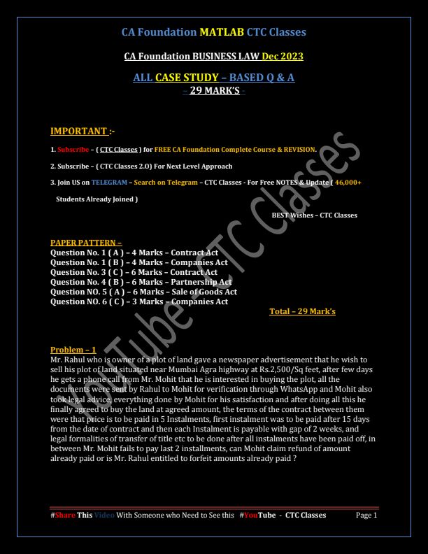 Case study  - Law 
Major concept