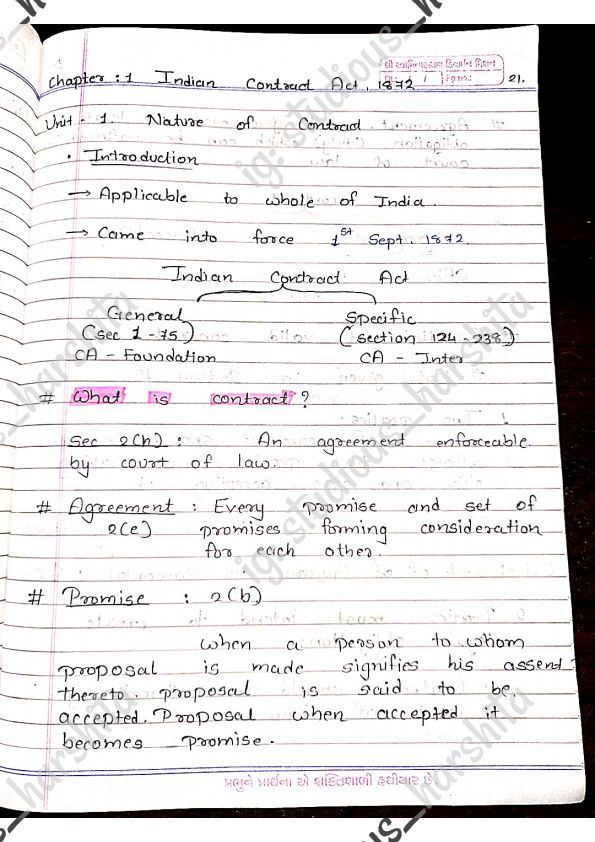 Indian contractact unit 1 handwritten notes of mine .

This is handwritten of harshita shared by everyone on this app this is the official owner's account of those handwritten notes 