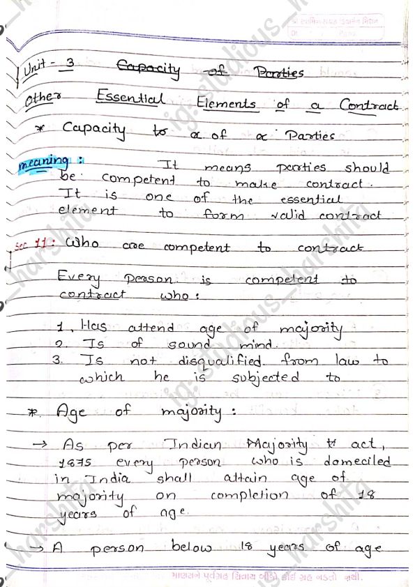 Indian contract act Unit 3 
This is handwritten of harshita shared by everyone on this app this is the official owner's account of those handwritten notes 