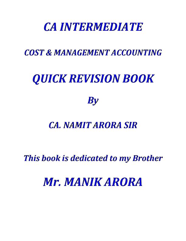 Cost Quick Revision Book
