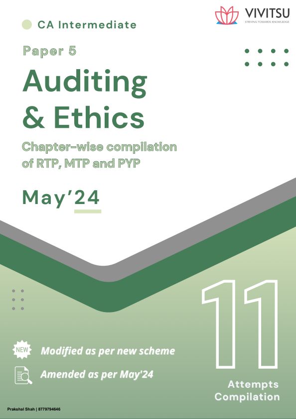 CA INTERMEDIATE
COMPILER MAY 2024
AUDITING AND ETHICS 
PAST 11 ATTEMPTS