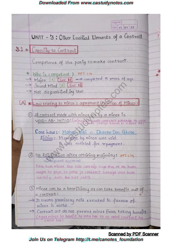Business law Chapter 2 Indian contract Act Unit 3