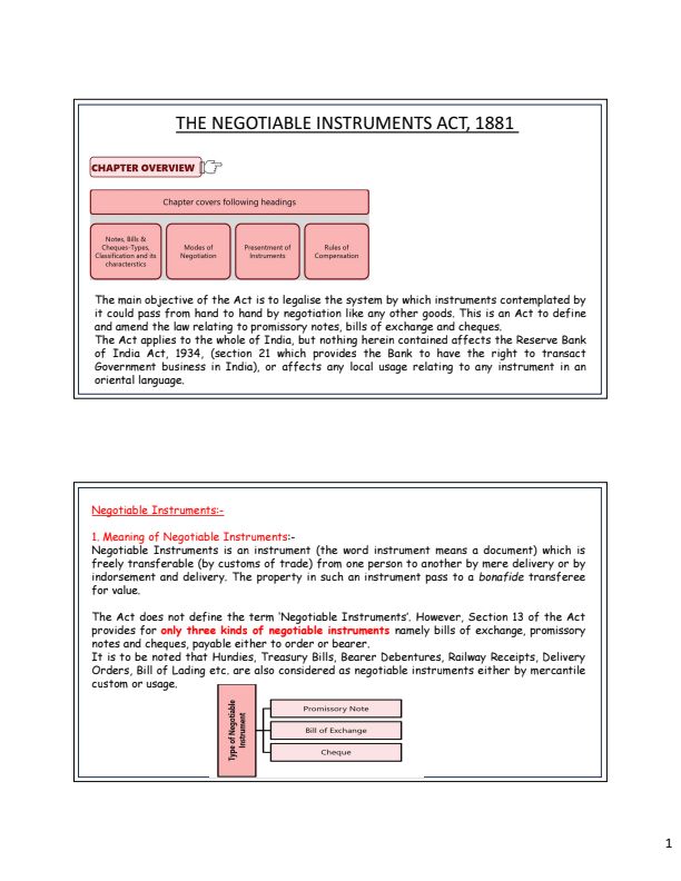 Negotiable instrument notes 