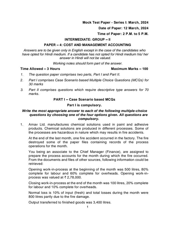 MTP important questions of COSTING paper issued by ICAI. Must go through before exam.
Follow for more.