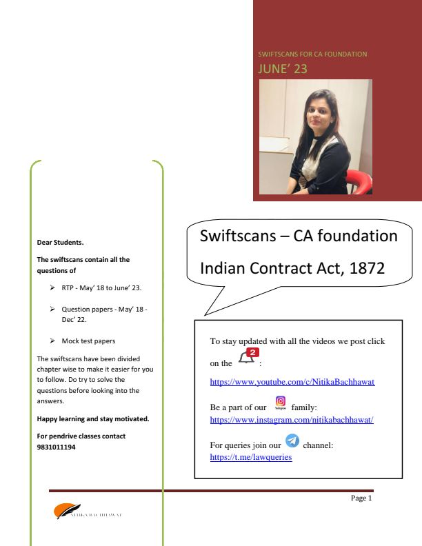 Business Laws, Question Bank 
( INDIAN CONTRACT ACT - 1872 )
#PYQ #MTP # RTP !
