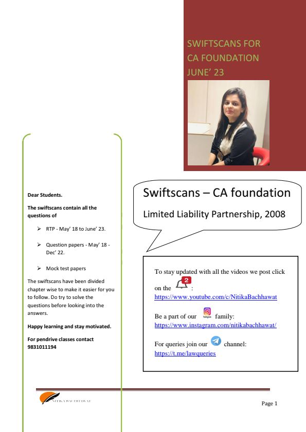 Business Laws Question Bank 
( LLP ACT - 2008 )
#PYQ #MTP # RTP !