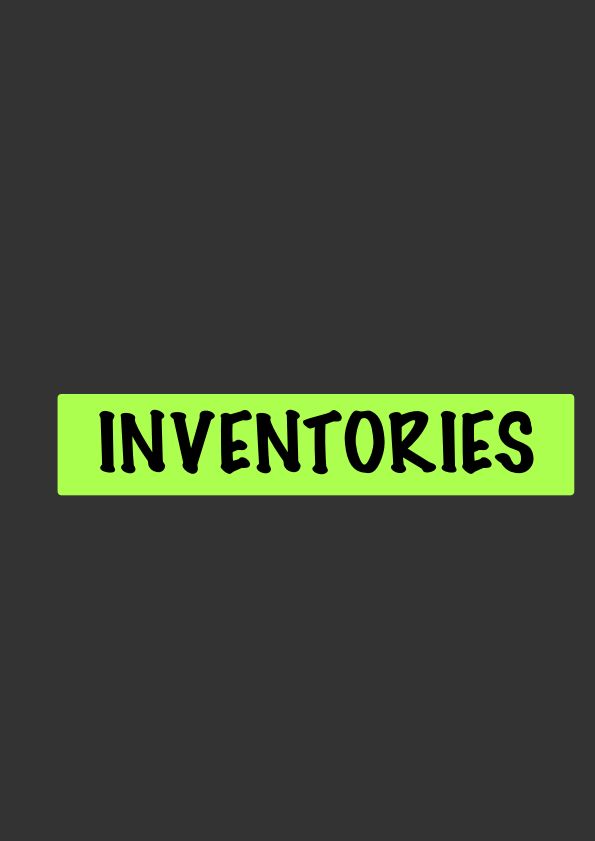 Inventory -Accounts Summary Notes