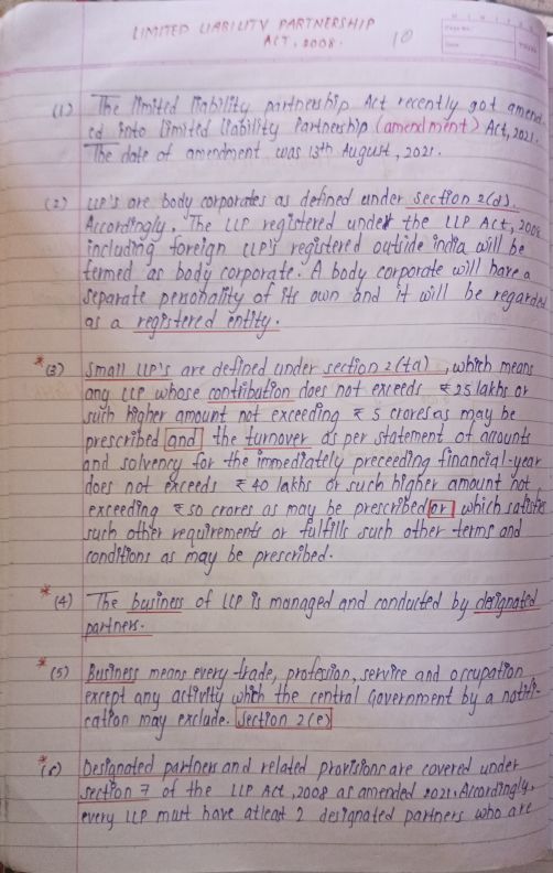 BUSINESS LAW
Limited Liability Partnership Act 2008