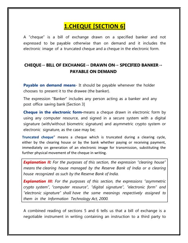 Negotiable instrument act part 1