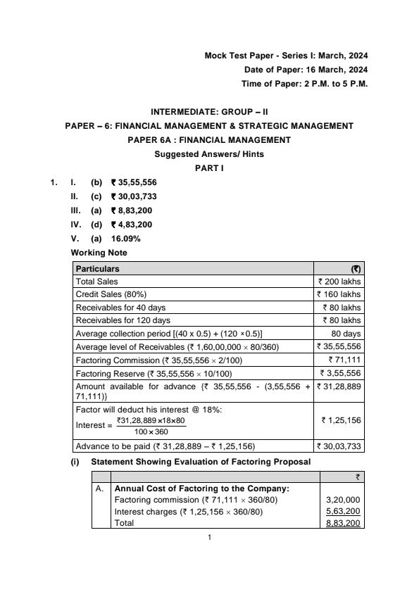 MTP suggested answers FM SM for May 24