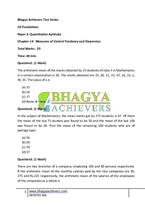 Ca foundation test series 1// math