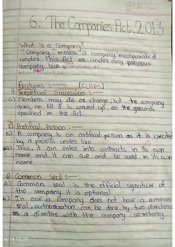Foundation New syallabus 2024 . Business Law . COMPANIES ACT 2013. 