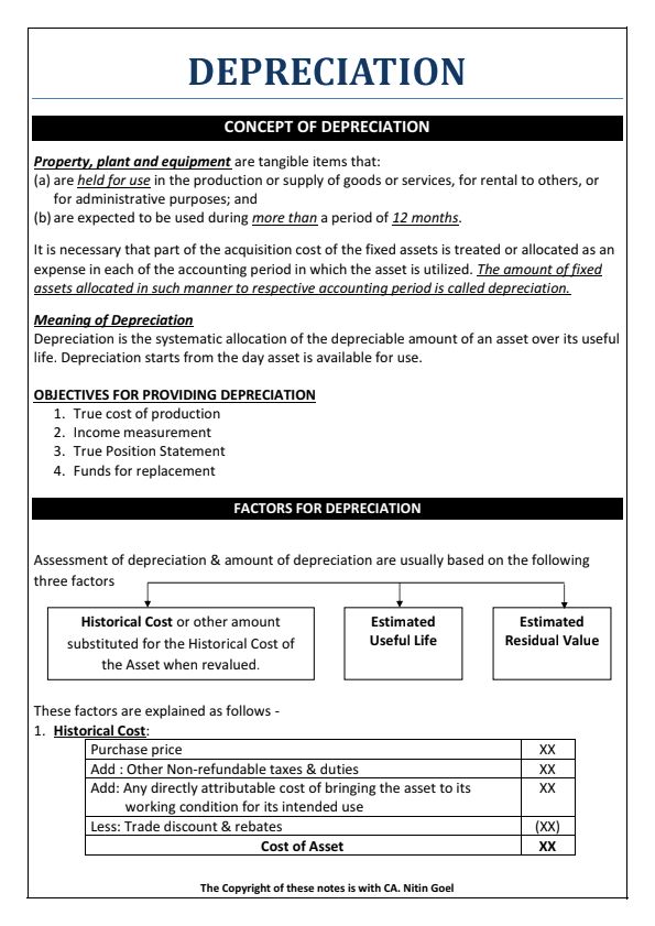Depreciation notes