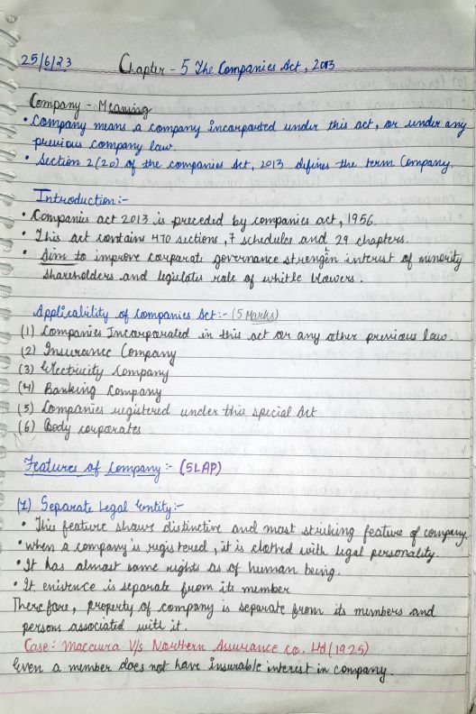 Companies Acts Notes with Section Summary 